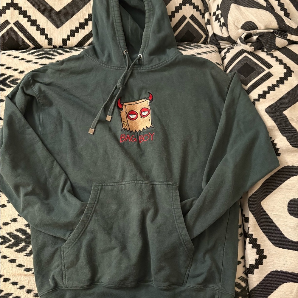 Green Cartoon Patch Hoodie Sweatshirt